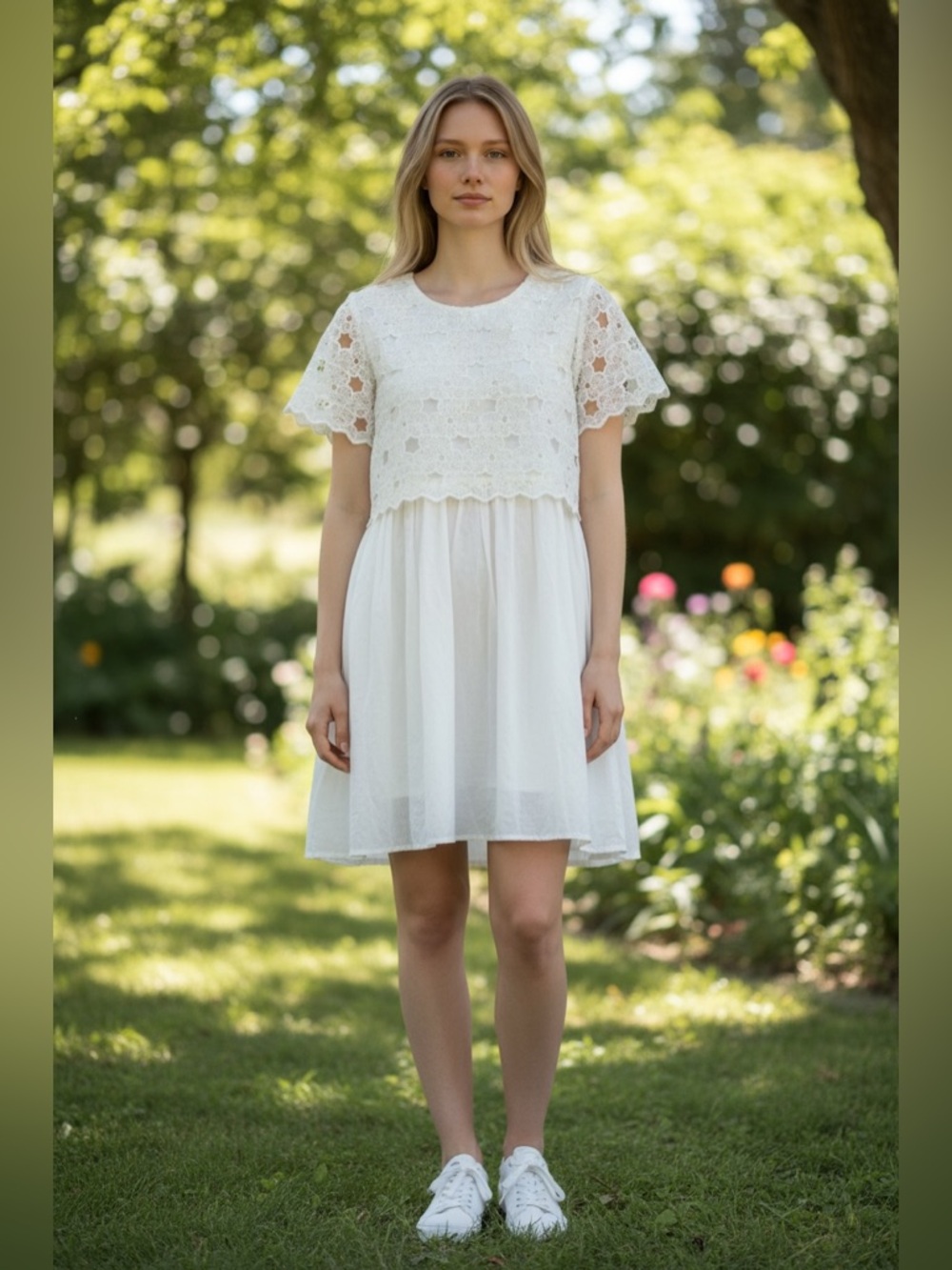 Anthropologie Sunday in Brooklyn White Lace Bodice Short Dress - Picture 1 of 11